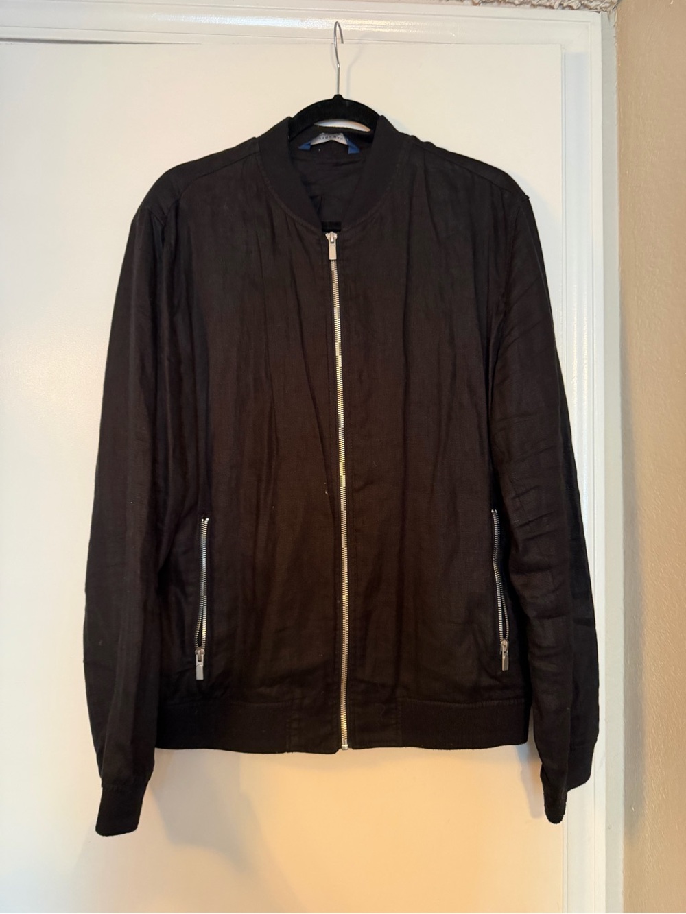 Zara Men's Black Zip-Front Bomber Jacket